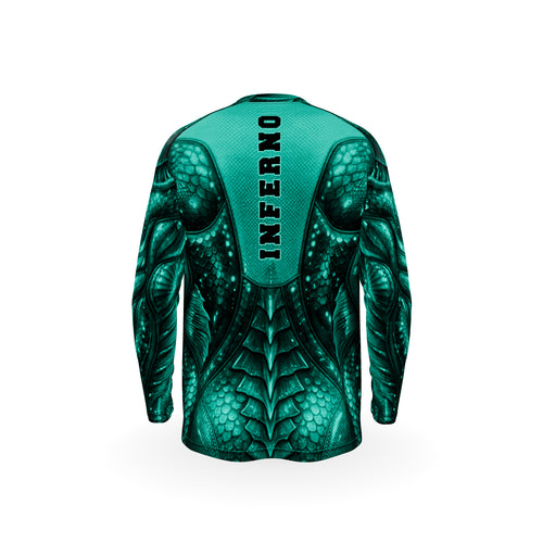 Men’s Comfort Fit Rashguard LS - AQUA SNAKE